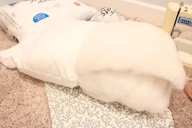 Polyfil stuffing pulled from an old pillow insert for a budget craft project.