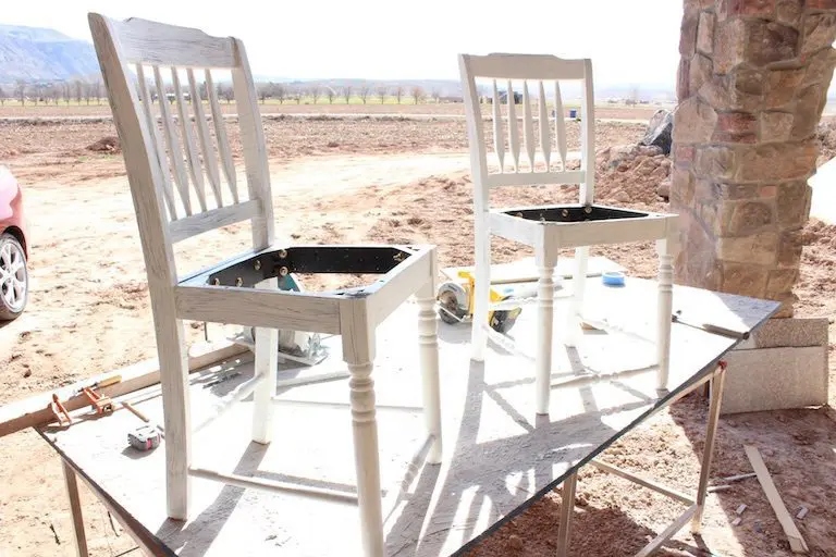 two white painted chair