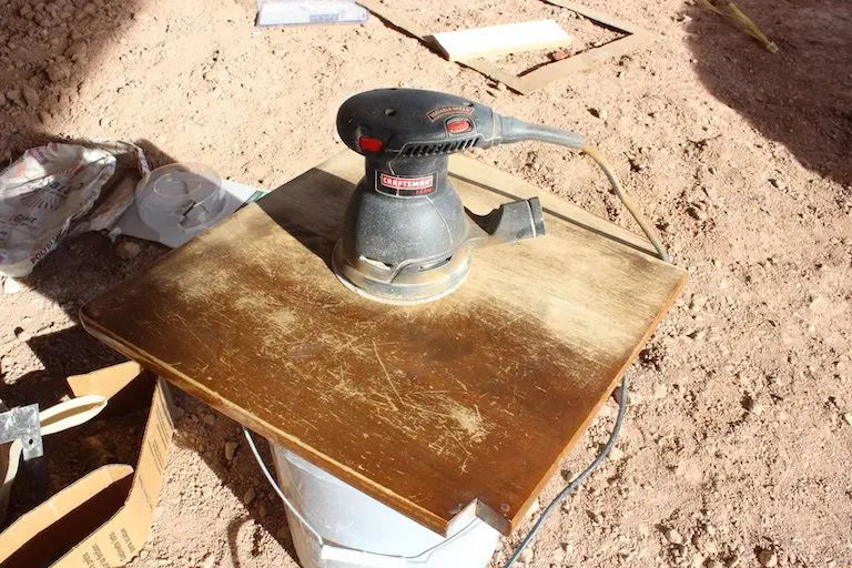 sander on top of wood