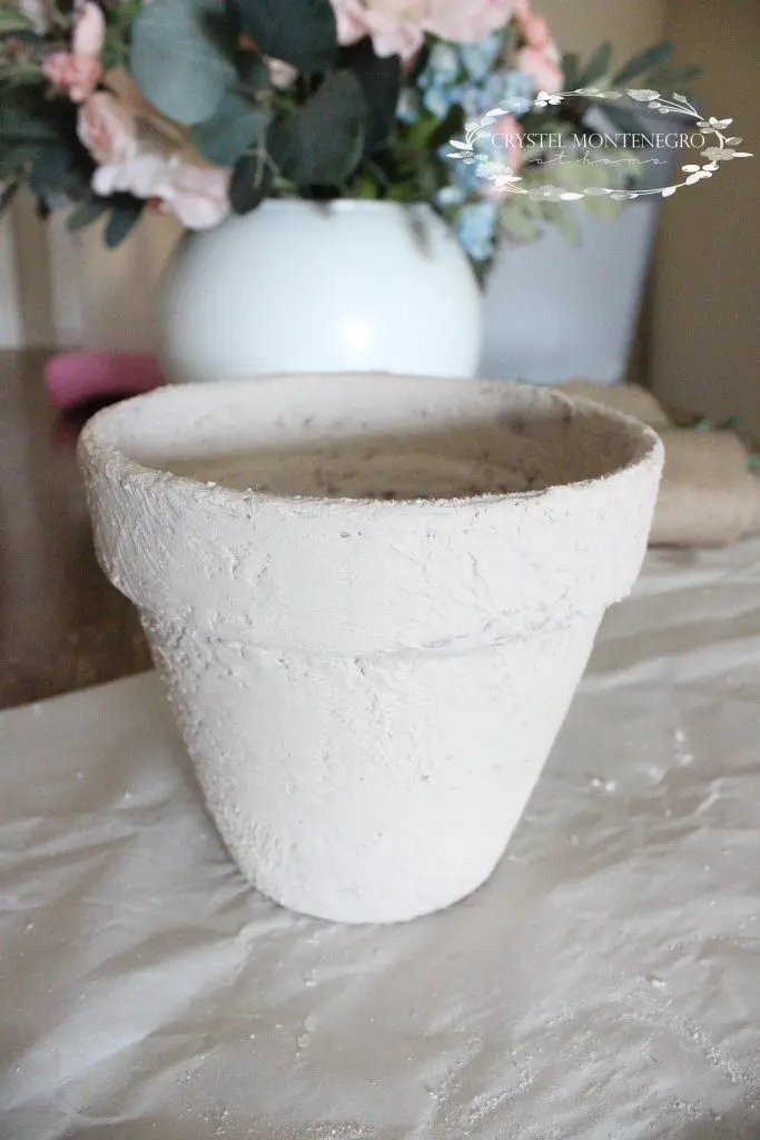 Plaster of paris on a terra cotta pot