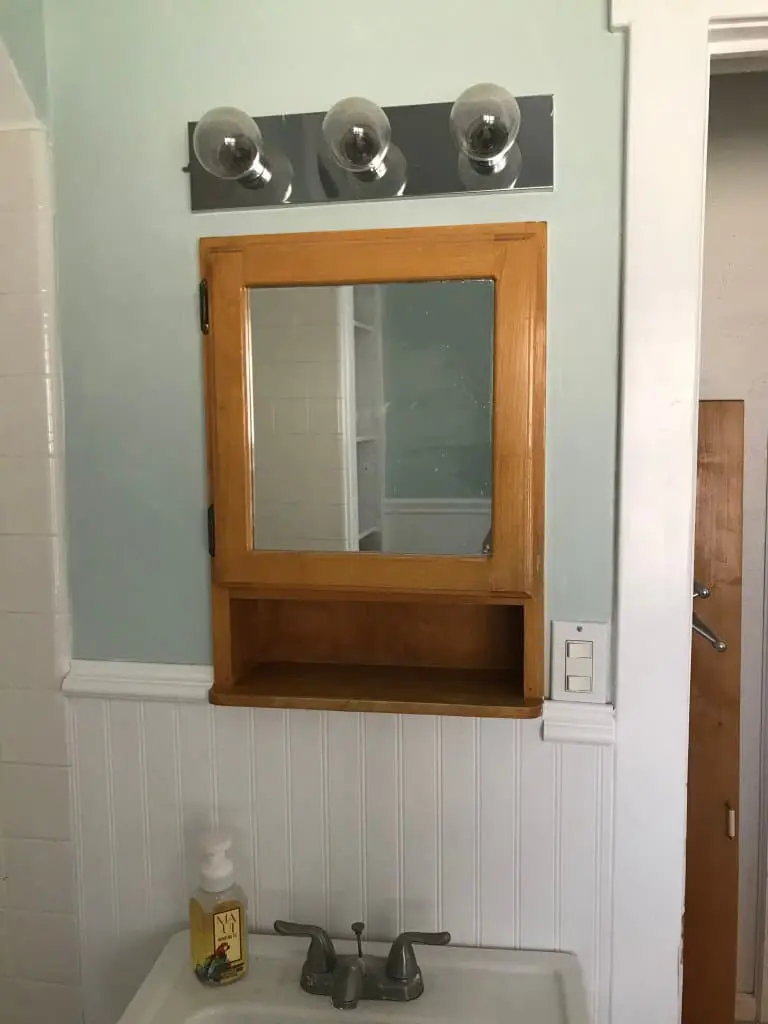 Brown medicine cabinet