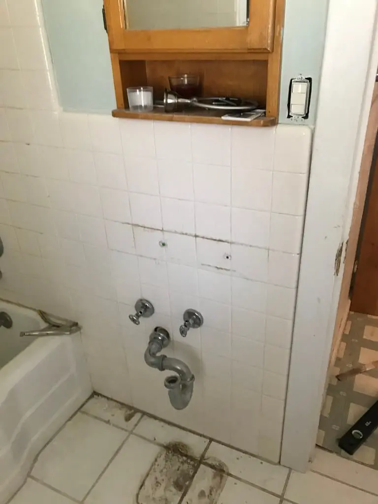 Medicine cabinet and white tile