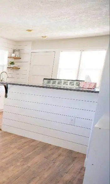 Shiplap on a kitchen island