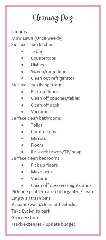 cleaning list