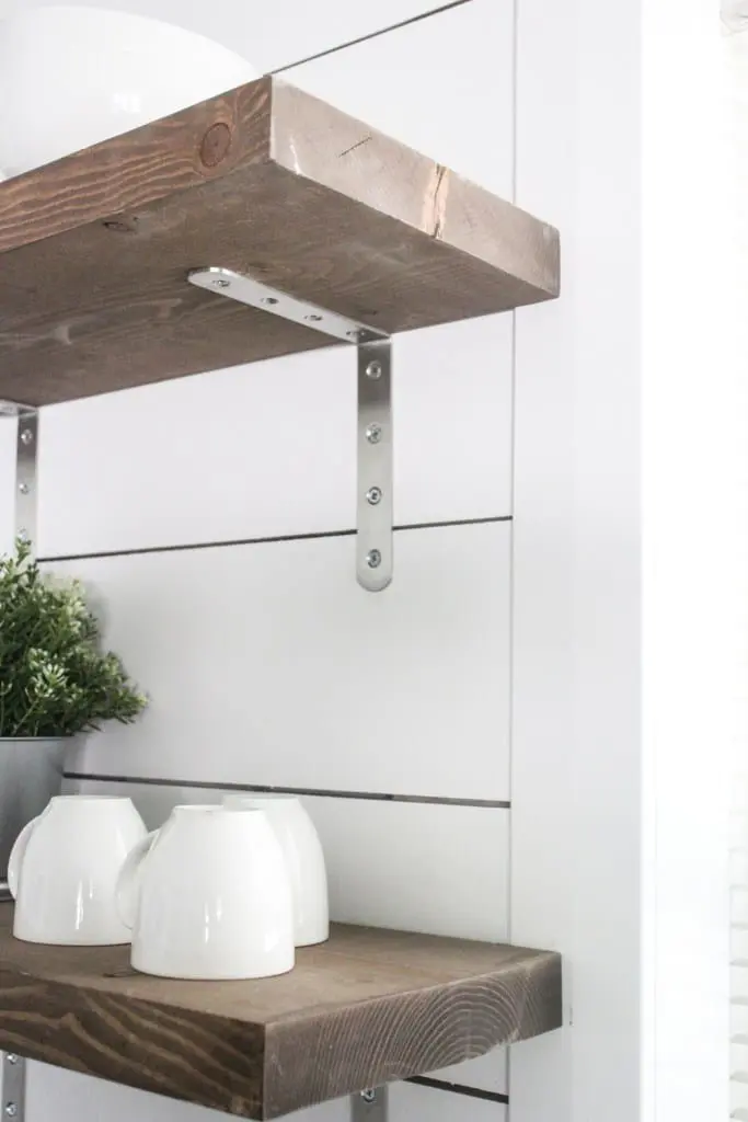 Stained shelf with bracket