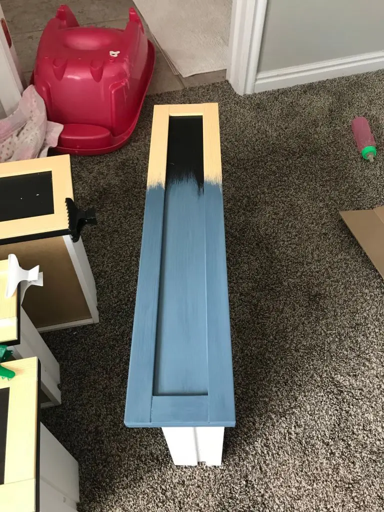 Blue paint on drawer