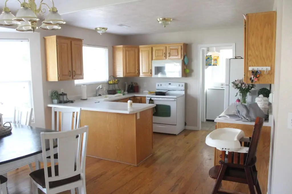 Kitchen with wood cabinets