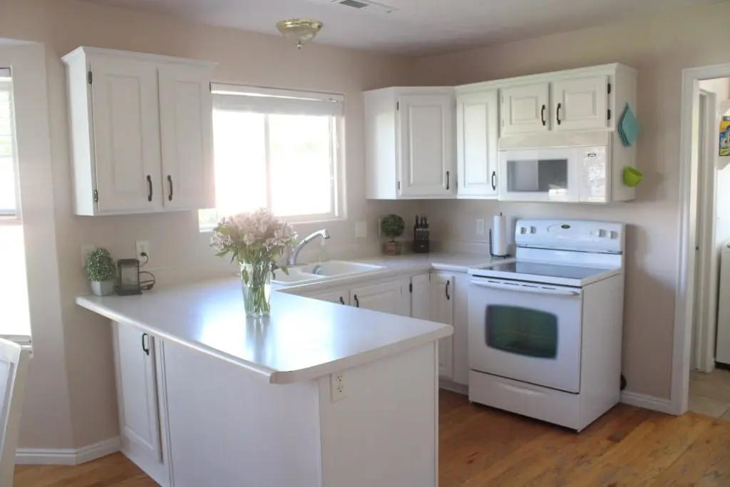 Kitchen with white cabinets