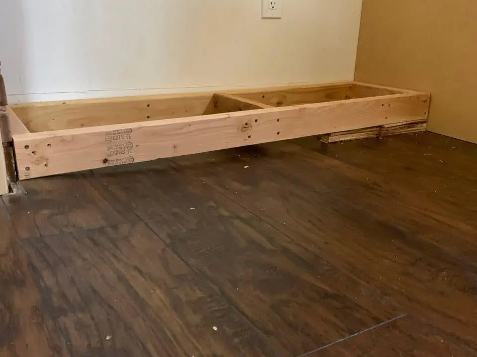 Wood frame for mudroom