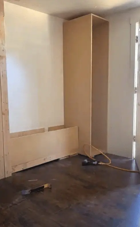 MDF frame for mudroom built in