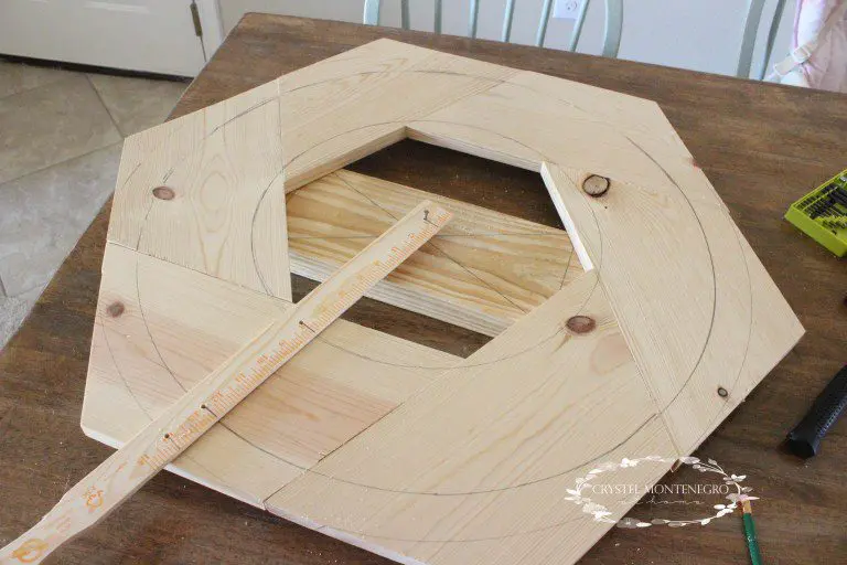 Ruler on top of a circle of wood