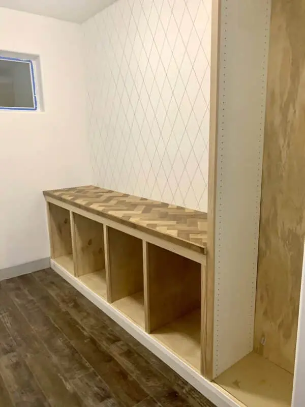 wooden cabinets in pantry