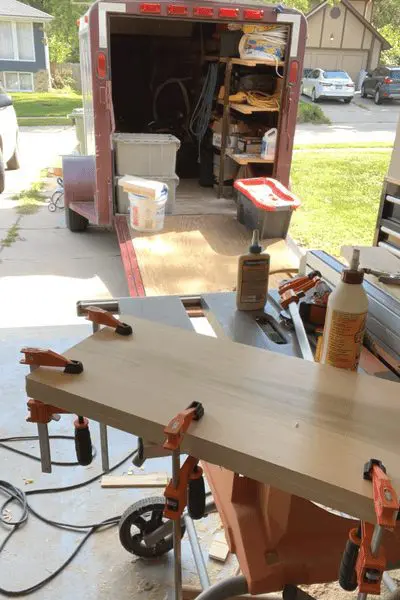 Wood clamped together