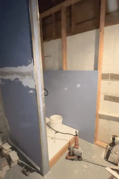 Drywall in a laundry room