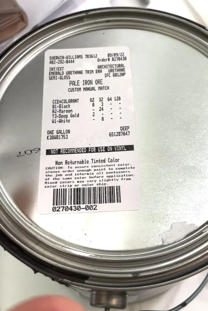 Custom-mixed paint for kitchen cabinets used in an affordable kitchen remodel