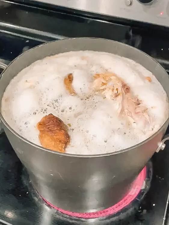 skimming foam off bone broth