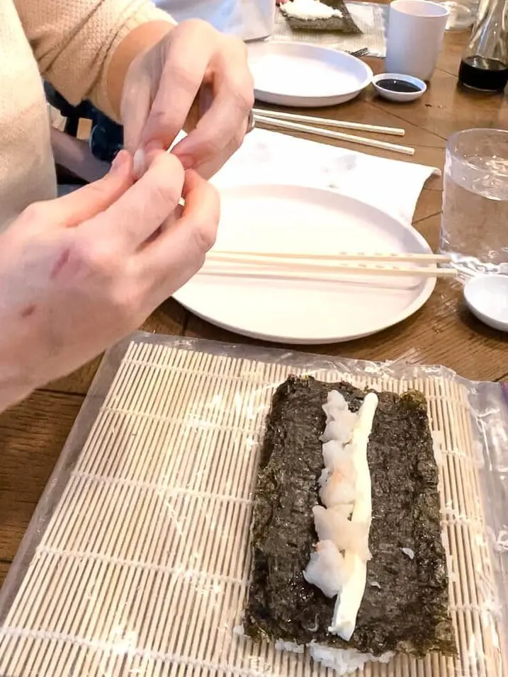 crab on sea weed for a sushi roll