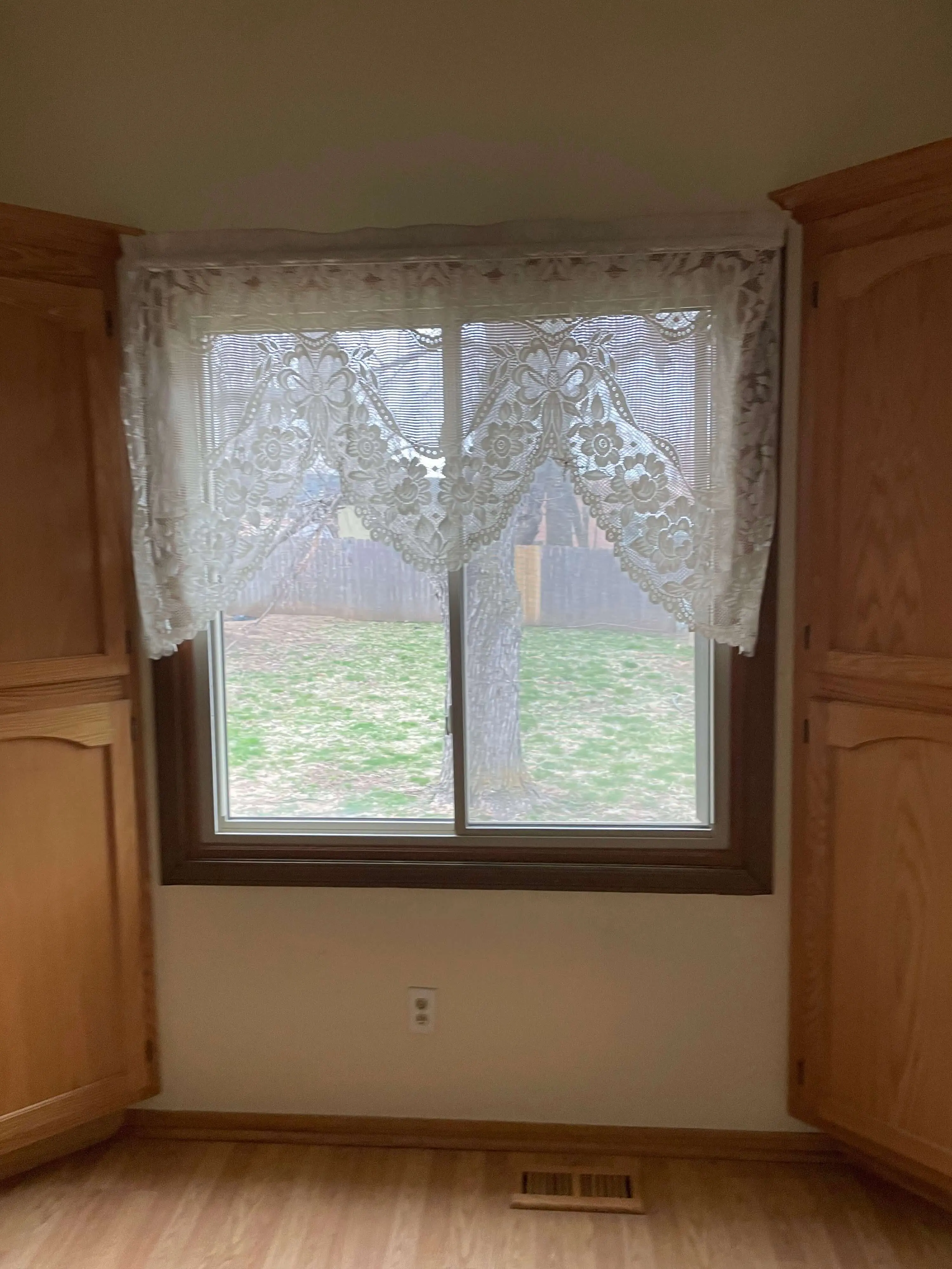 Window with white curtains