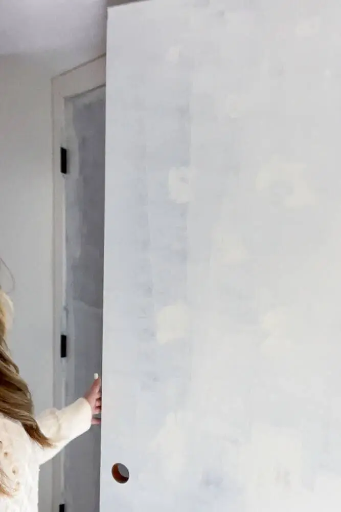 Finished primed door for diy closet makeover