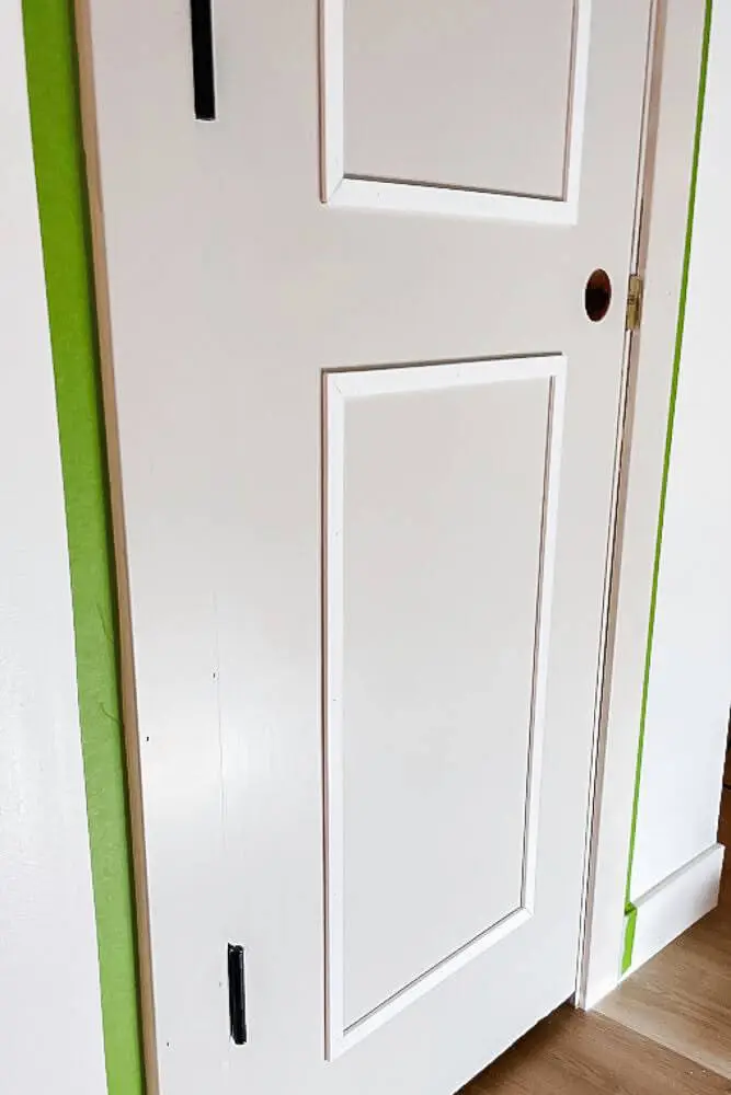 two frames made with trim on diy closet door makeover