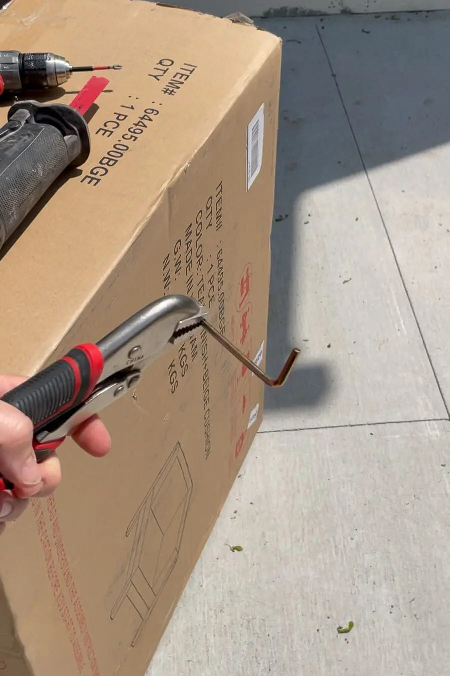 Cutting off an Allen Wrench for faster furniture assembly.