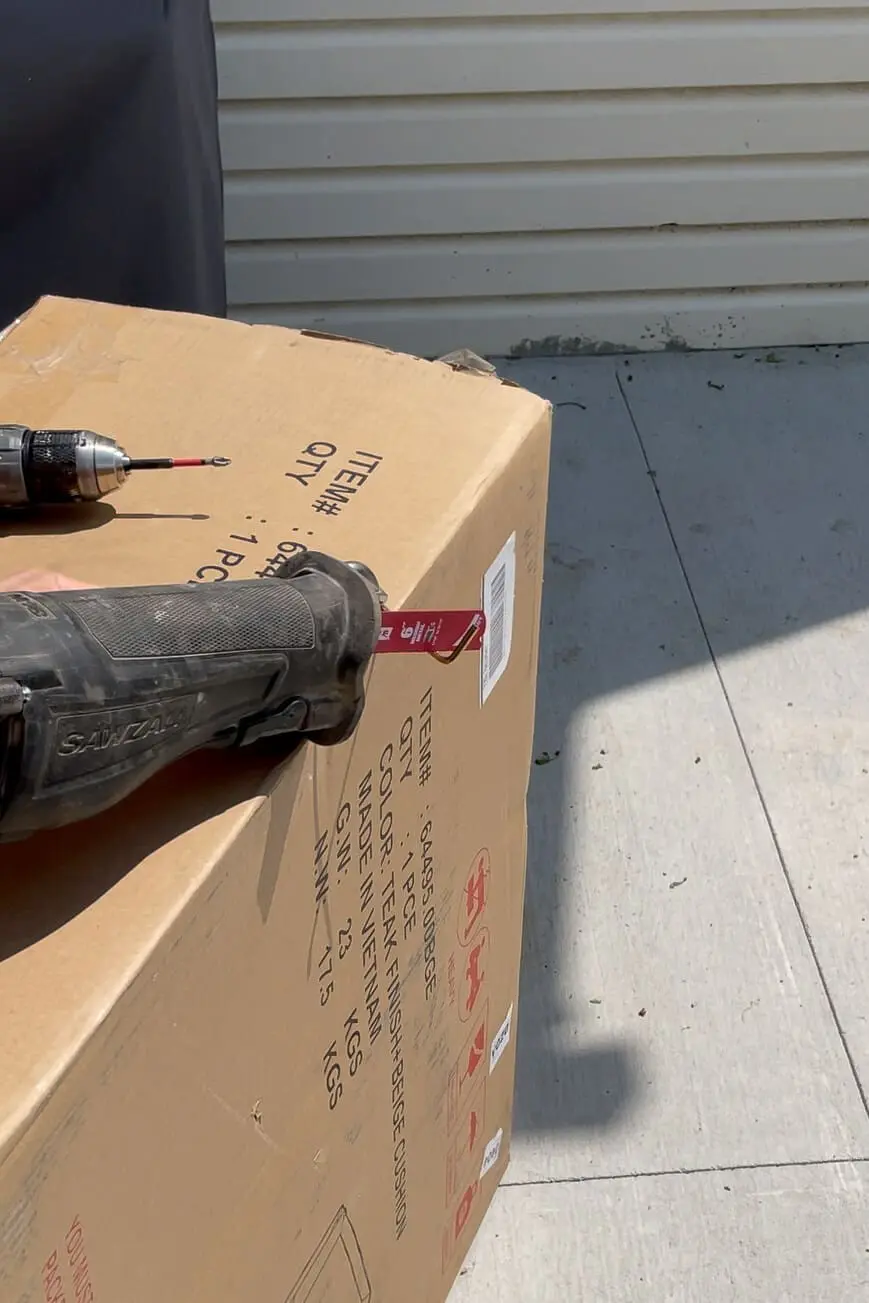 Cutting off an Allen Wrench for faster furniture assembly.