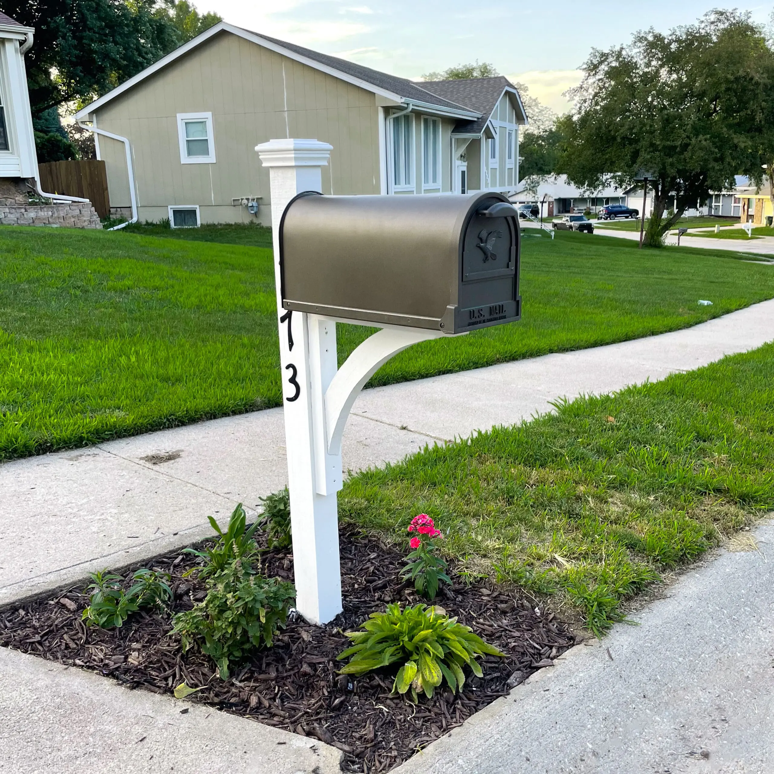 After photo of a DIY mailbox makeover.