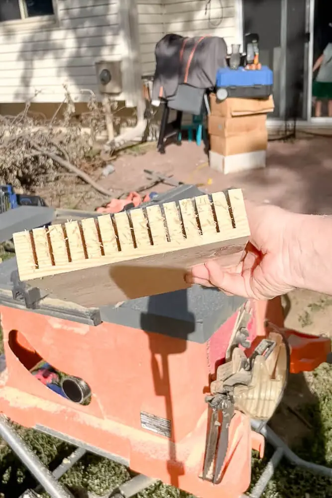 woman showing her knife block