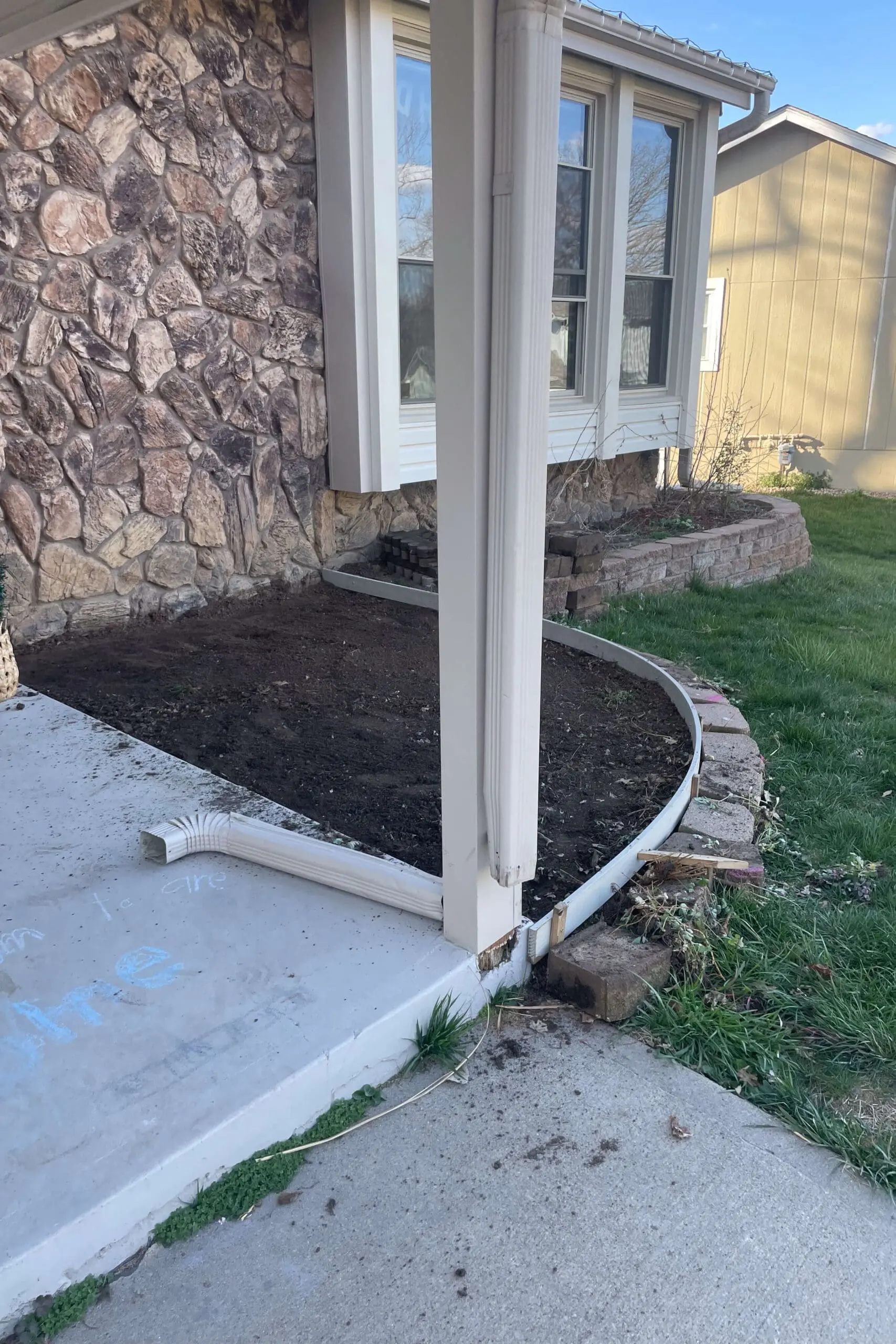 Forms are set for concrete patio to be poured.