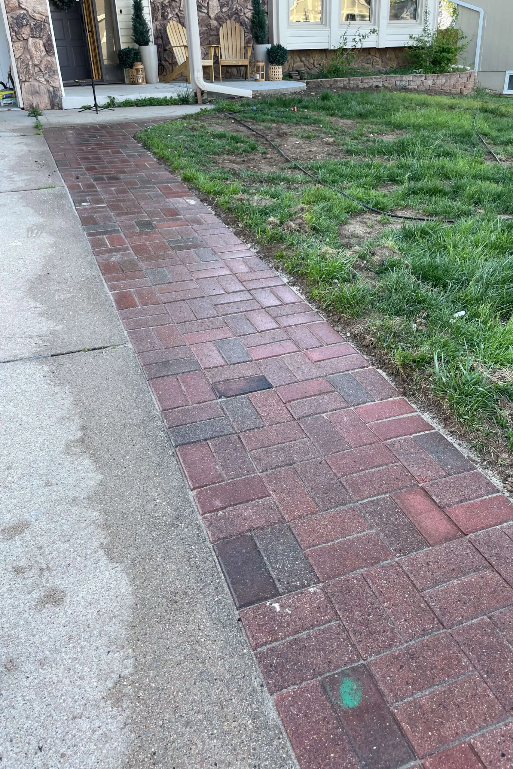 Finished paver driveway extension.