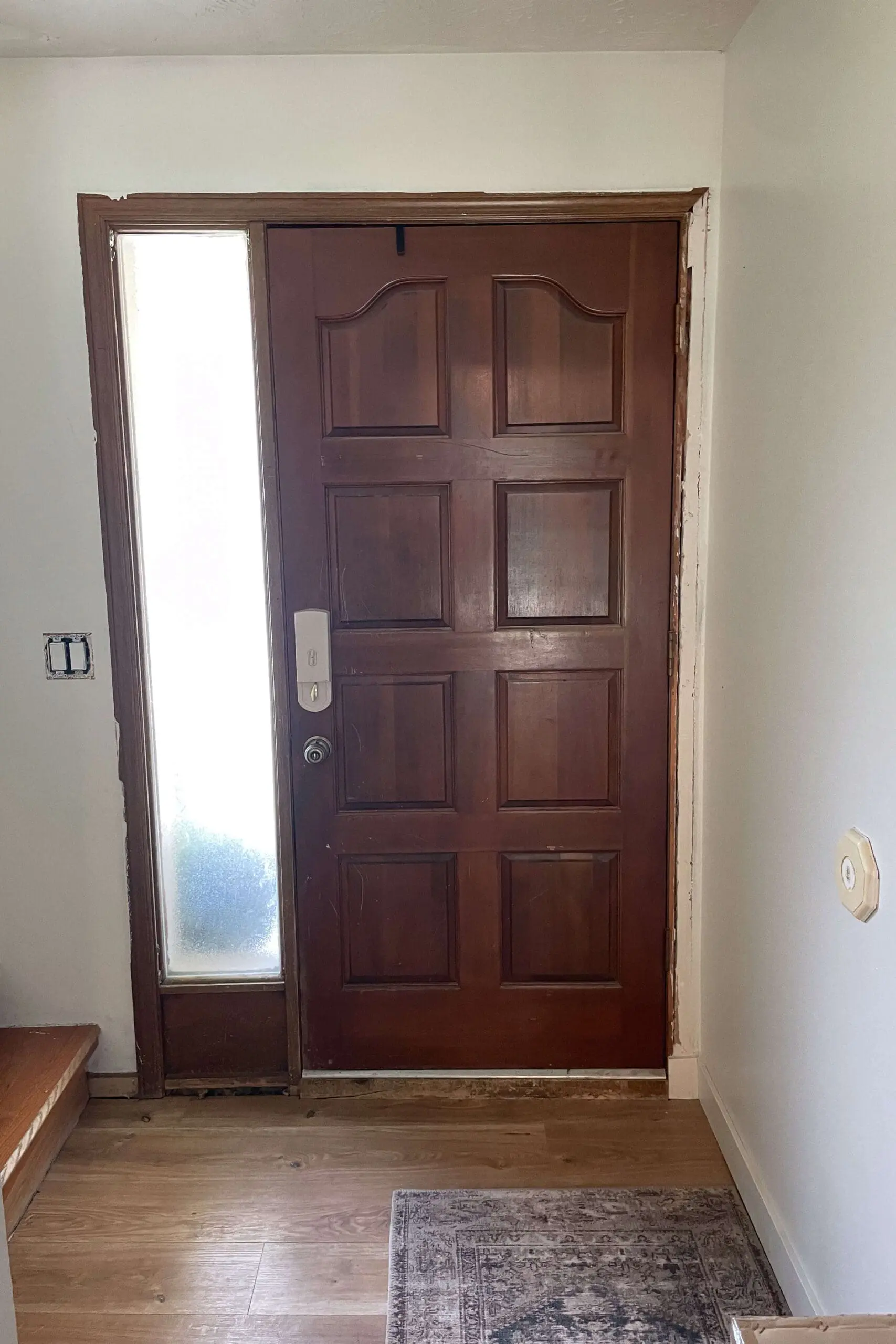 Before photo of inside of door before painting.