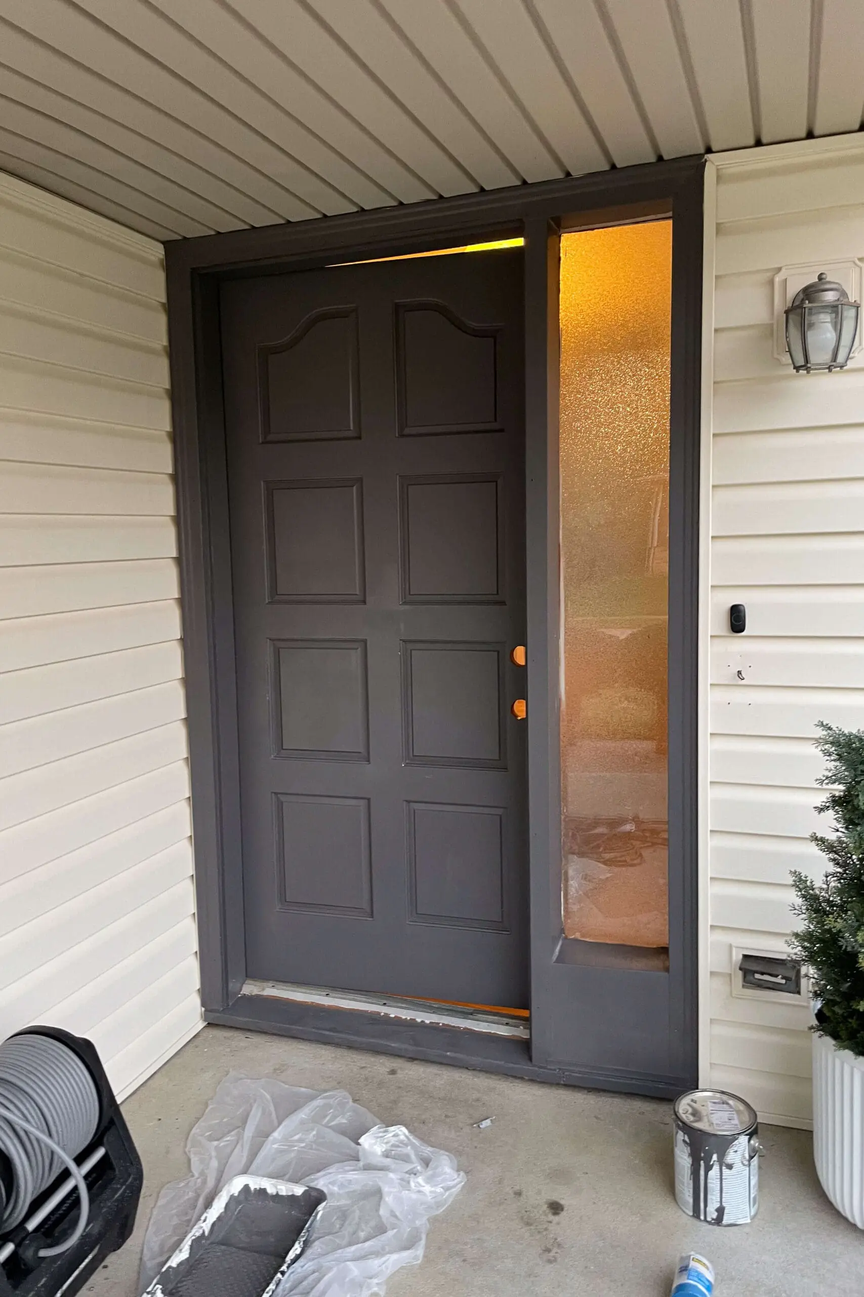 Front door after finishing painting.