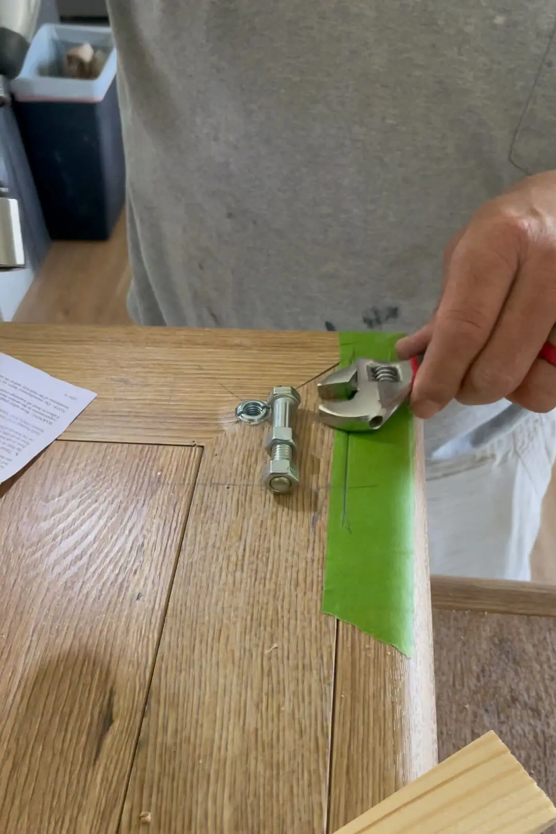 Using hardware from LJ-3004 Newel Mounting Kit to install a newel post. 