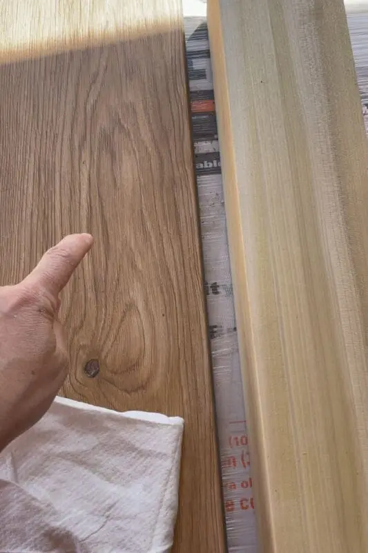 Trying to match my stair posts to the same color as my floor. 