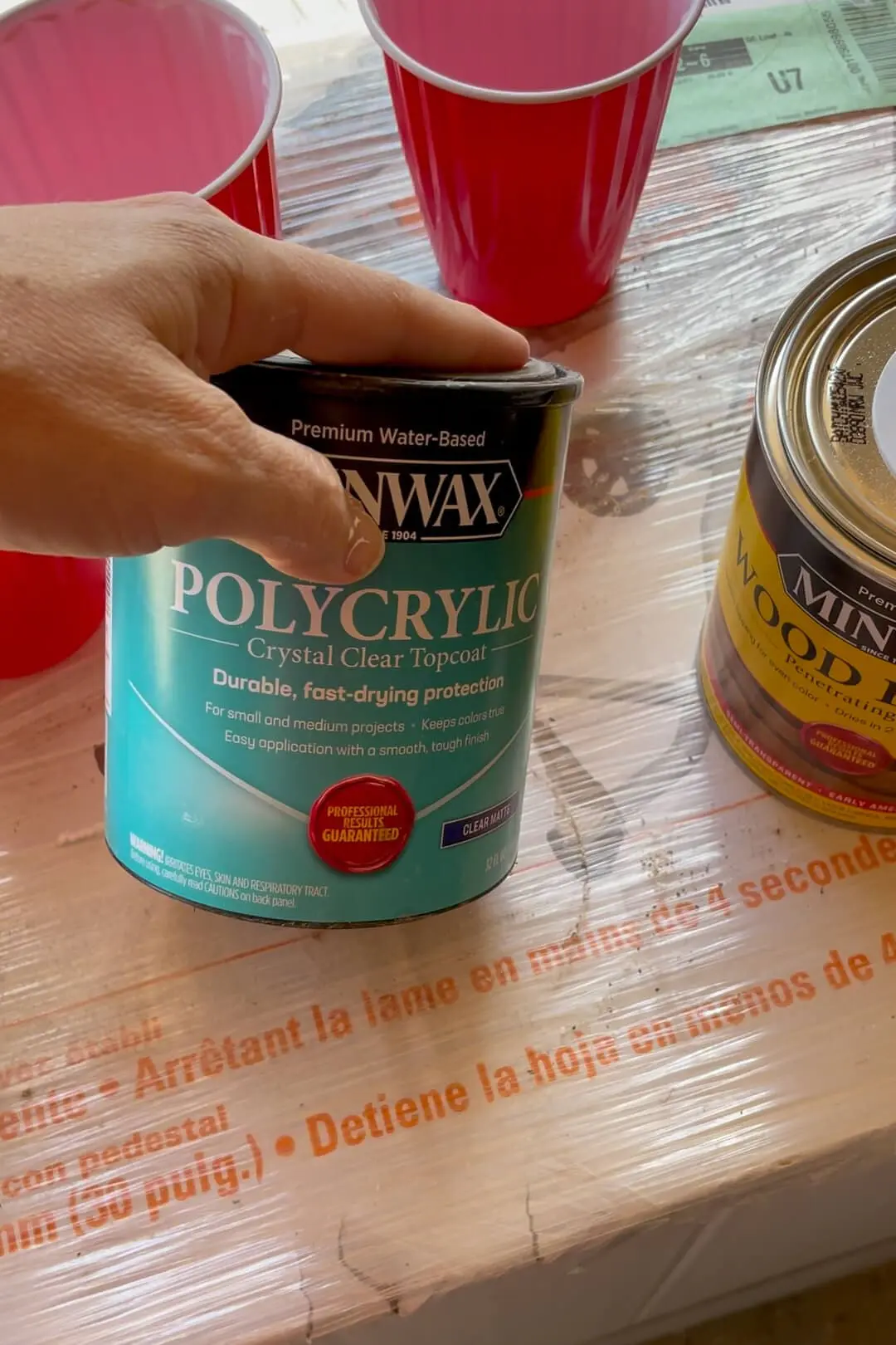 Using a mix of stain and polycrylic to stain a new staircase. 