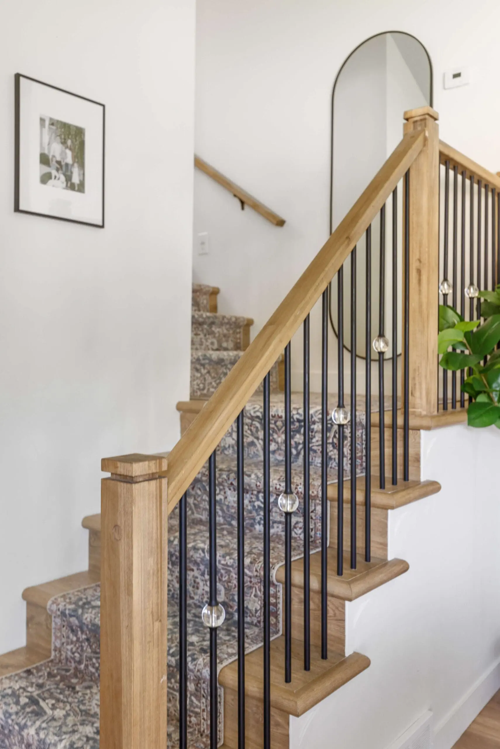 DIY stair runner installation.