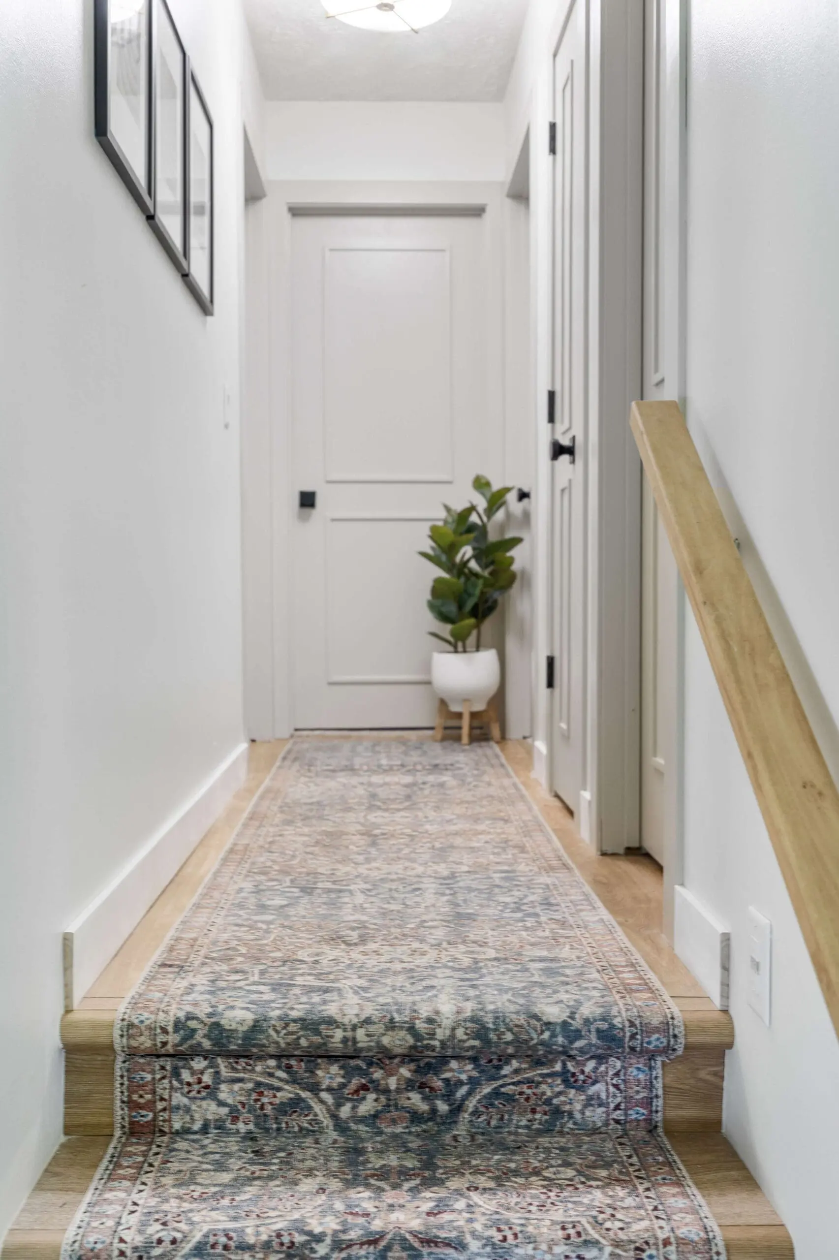 DIY stair runner installation.