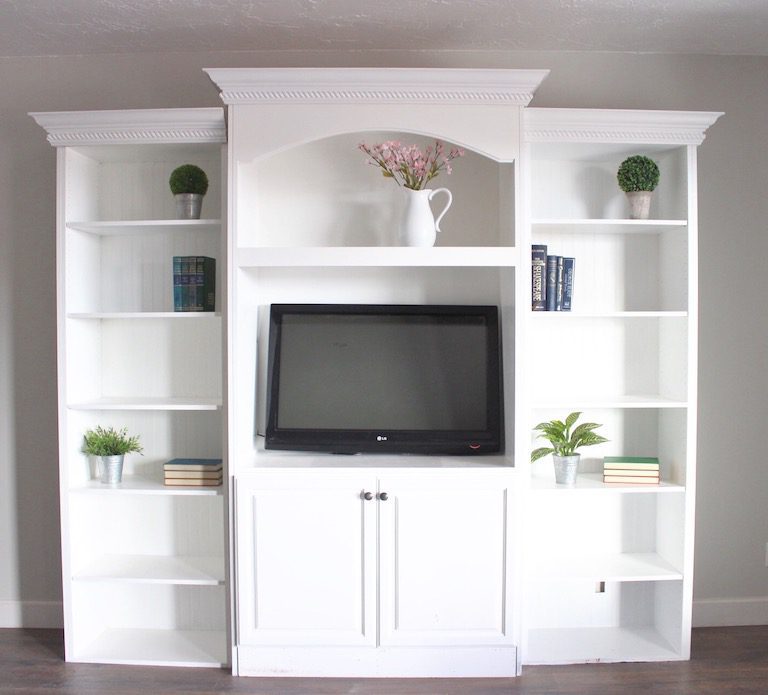 white tv shelf