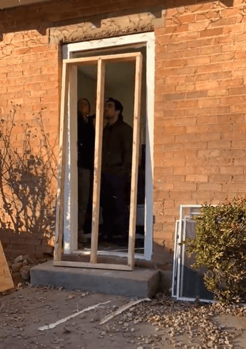 Wooden frame in exterior door