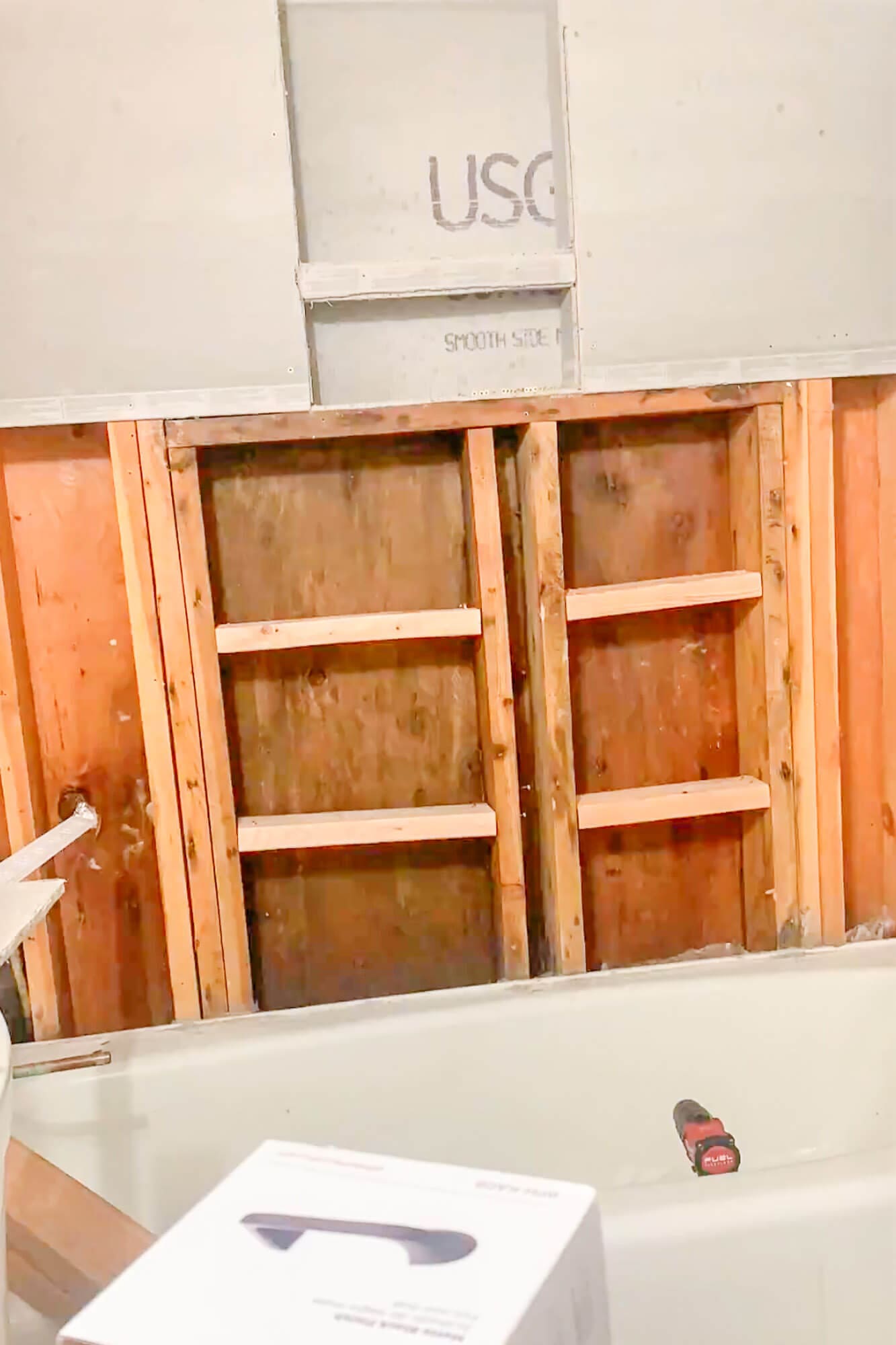 adding 2×4 blocking under the window