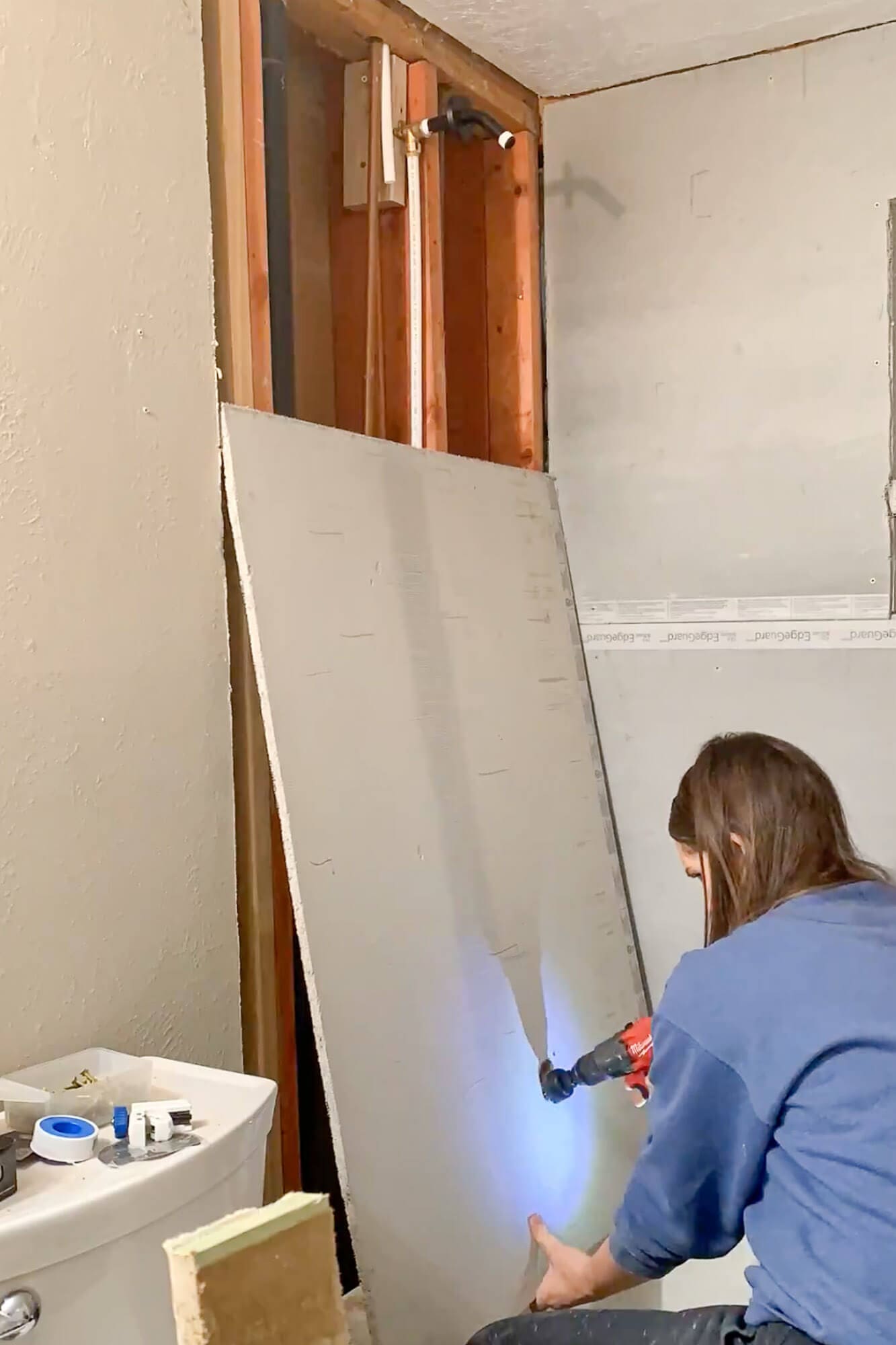 cutting plumbing hole in cement board