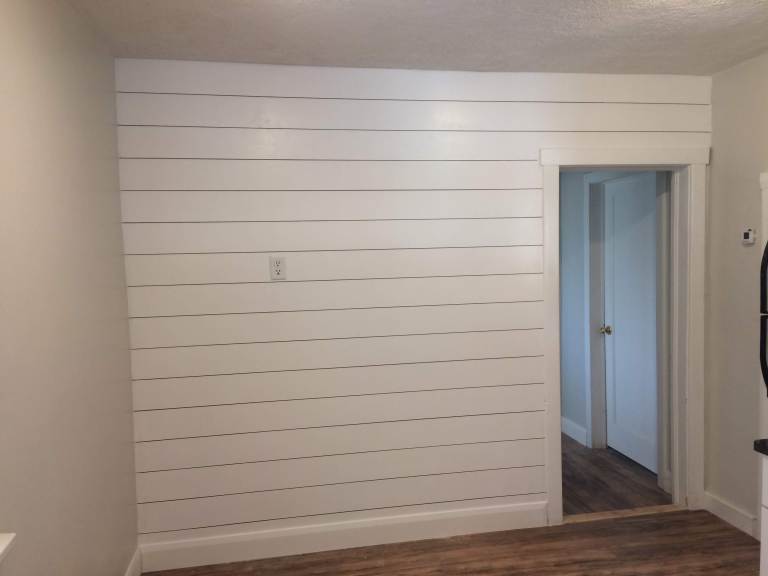 White shiplap on a wall