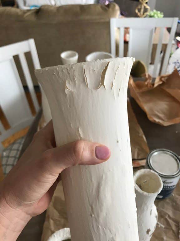 White paint peeling off vase