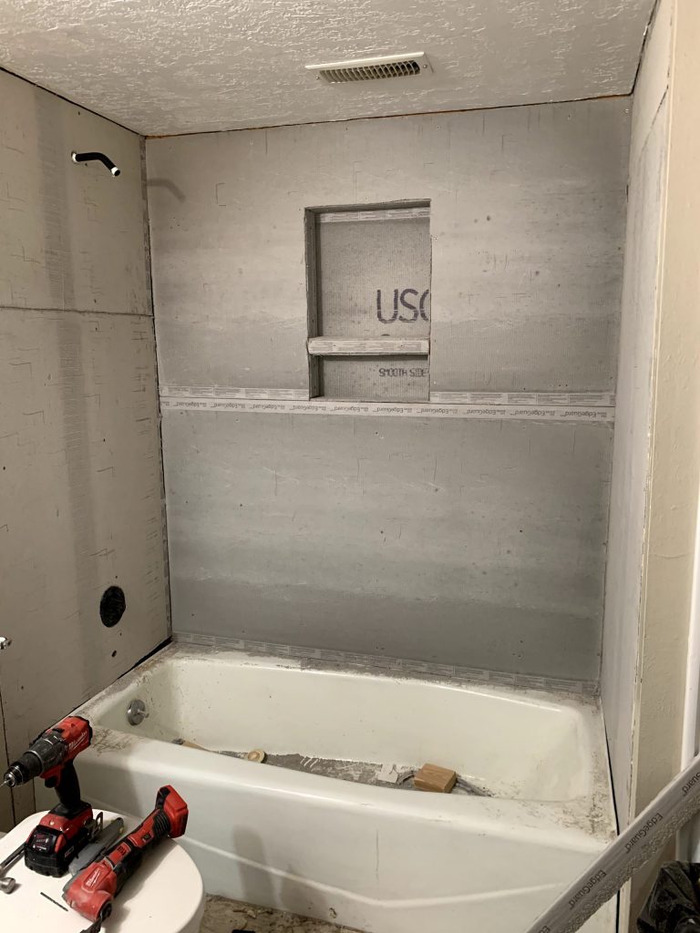 Drywall on shower walls