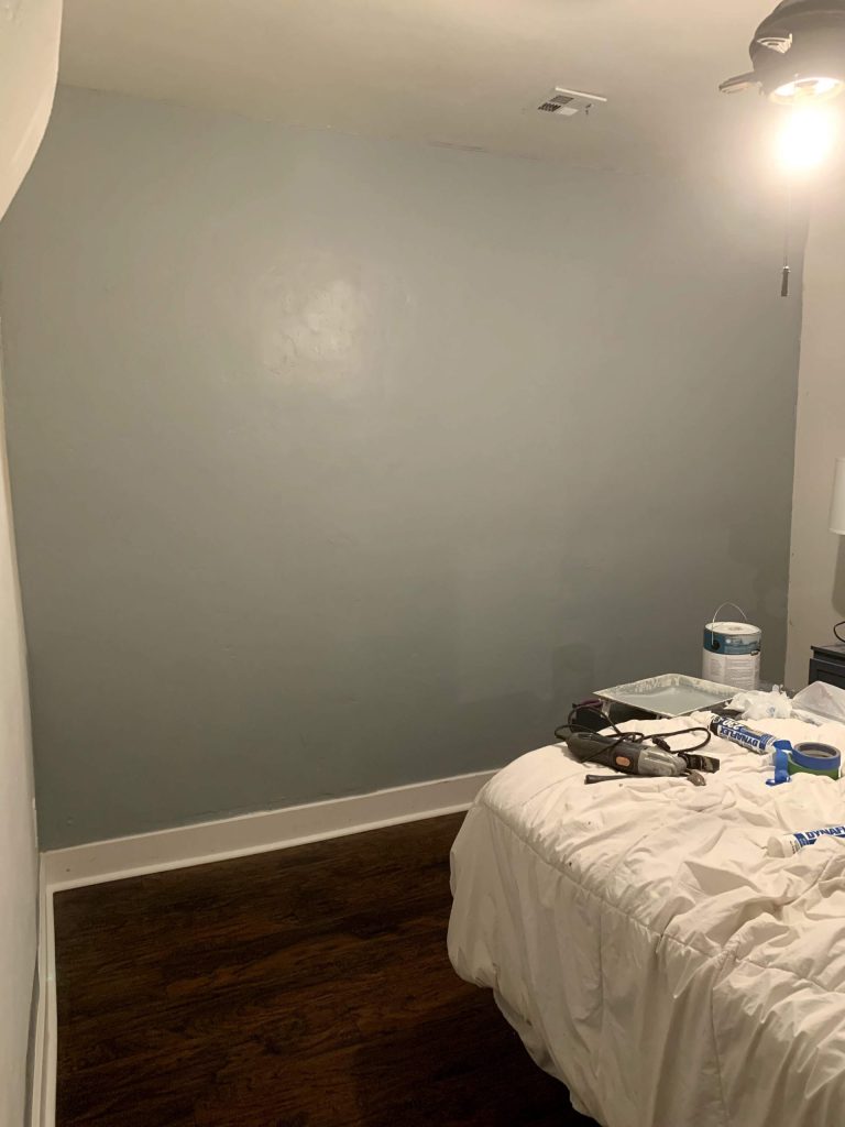 Blue painted bedroom wall