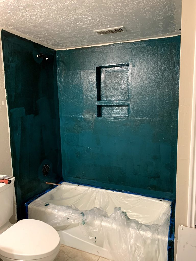 Painted shower wall