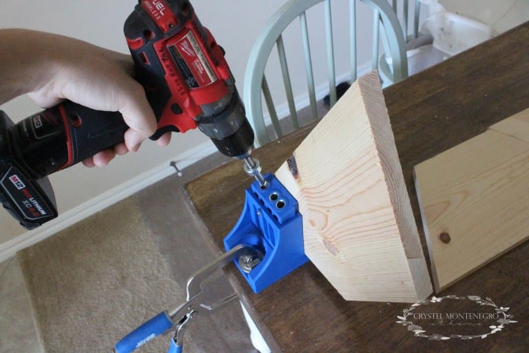 Drilling pocket holes into wood