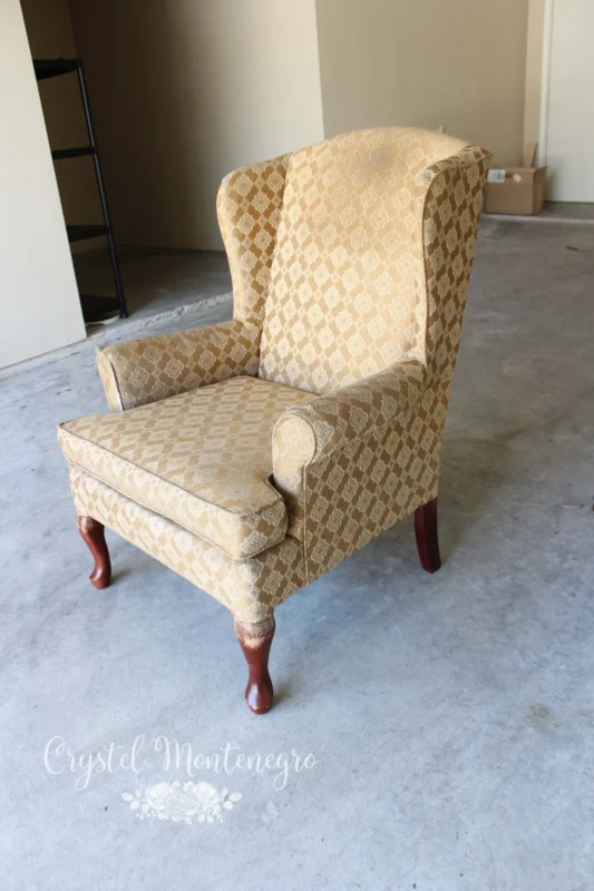 Yellow wing back chair