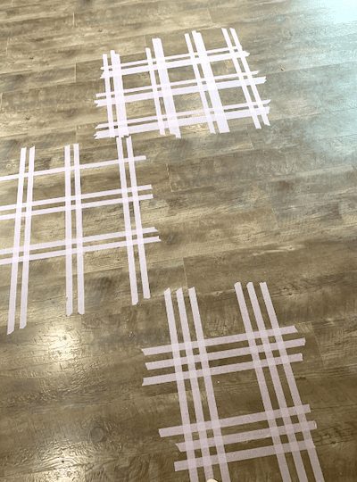 Tape on the ground in different patterns