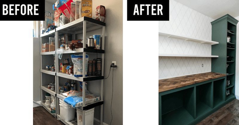 Before and after of a pantry